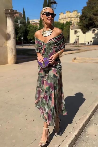 Women's Maxi Dress | V-Neck & Flutter Sleeves