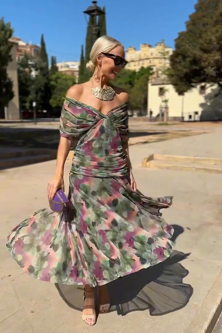 Women's Maxi Dress | V-Neck & Flutter Sleeves