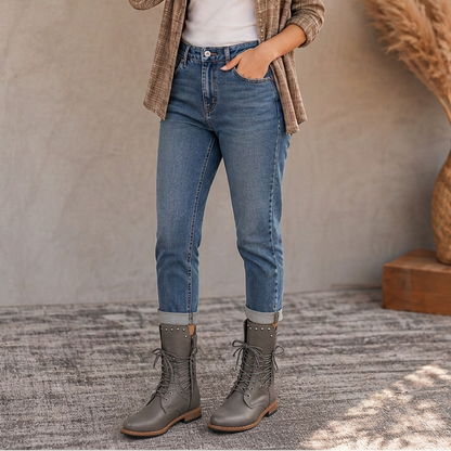 Women's Mid-Calf Combat Boots | Adjustable Lace Fit & All-Day Comfort