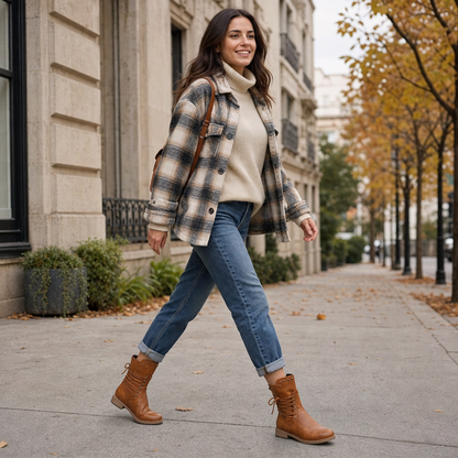 Women's Mid-Calf Combat Boots | Adjustable Lace Fit & All-Day Comfort