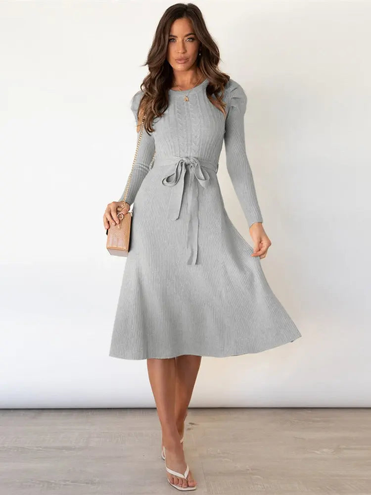 Women's Midi Dress | Belted Waist Design