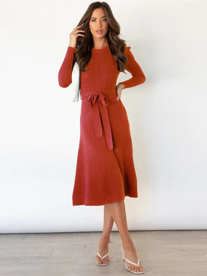 Women's Midi Dress | Belted Waist Design