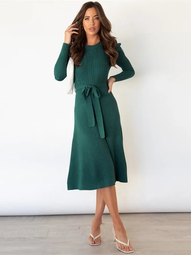 Women's Midi Dress | Belted Waist Design