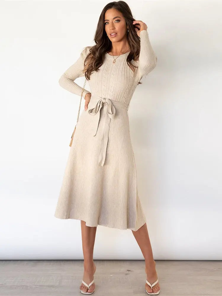 Women's Midi Dress | Belted Waist Design