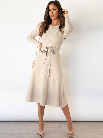 Women's Midi Dress | Belted Waist Design