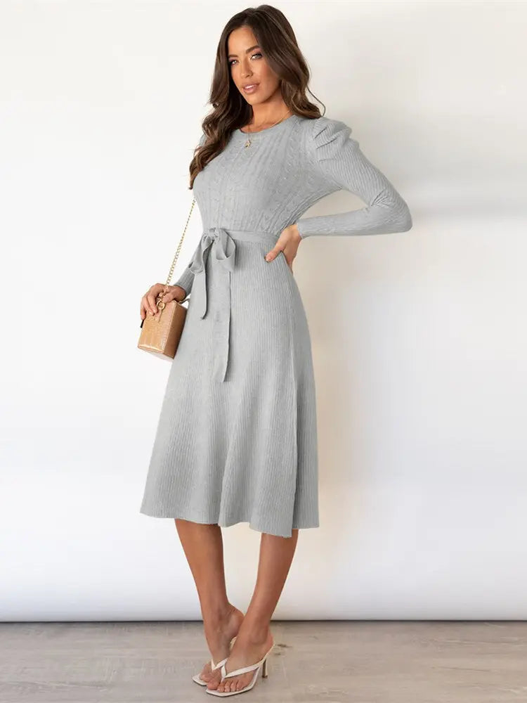Women's Midi Dress | Belted Waist Design