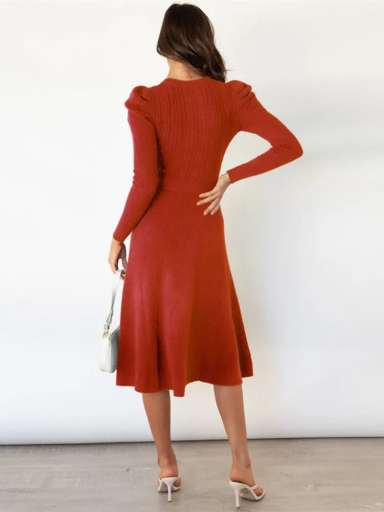 Women's Midi Dress | Belted Waist Design
