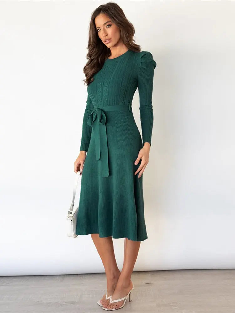 Women's Midi Dress | Belted Waist Design