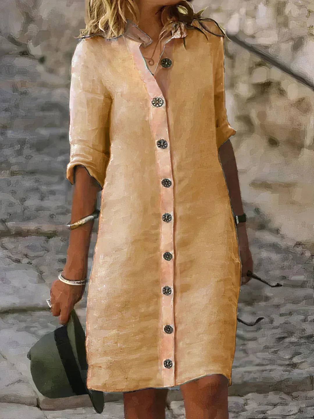 Women's Midi Dress | Button-Up & Relaxed Fit