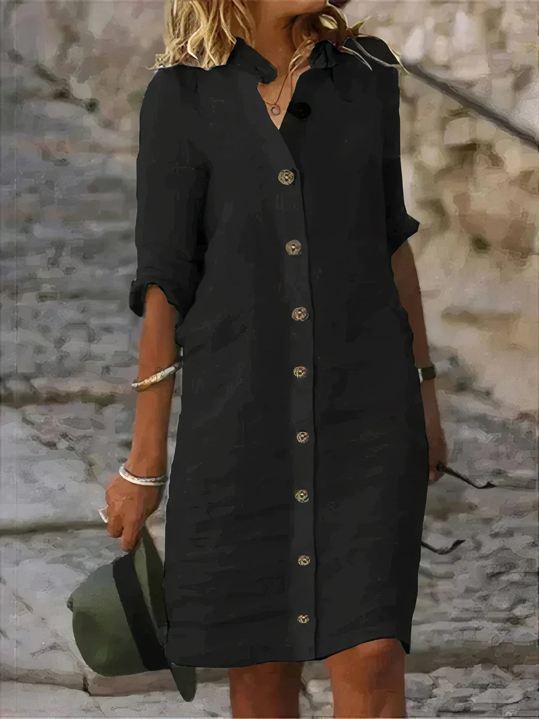 Women's Midi Dress | Button-Up & Relaxed Fit
