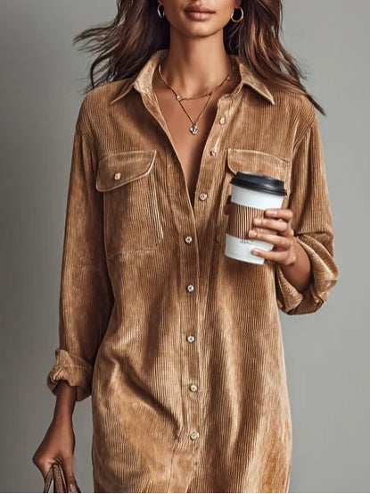 Women's Midi Dress | Button-Up Shirt Dress & Relaxed Corduroy Fit