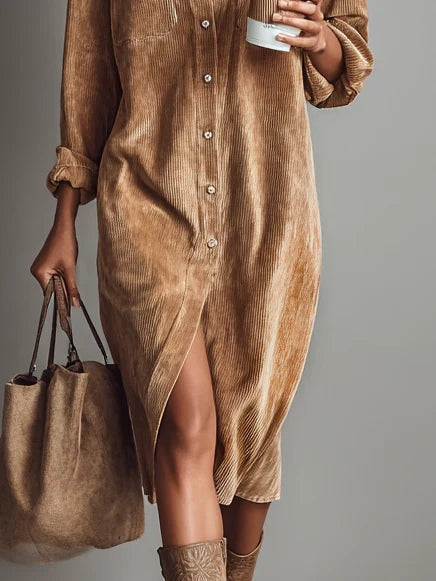 Women's Midi Dress | Button-Up Shirt Dress & Relaxed Corduroy Fit