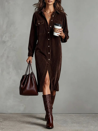 Women's Midi Dress | Button-Up Shirt Dress & Relaxed Corduroy Fit