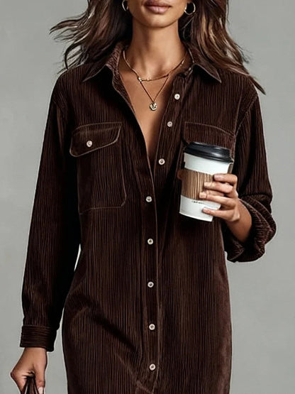 Women's Midi Dress | Button-Up Shirt Dress & Relaxed Corduroy Fit
