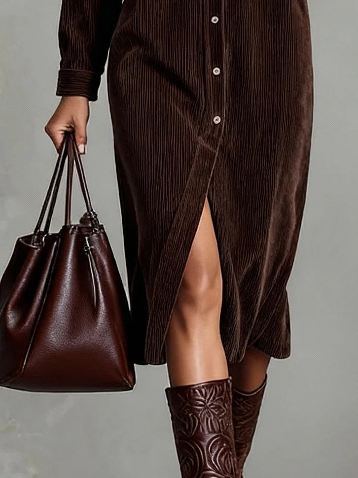 Women's Midi Dress | Button-Up Shirt Dress & Relaxed Corduroy Fit