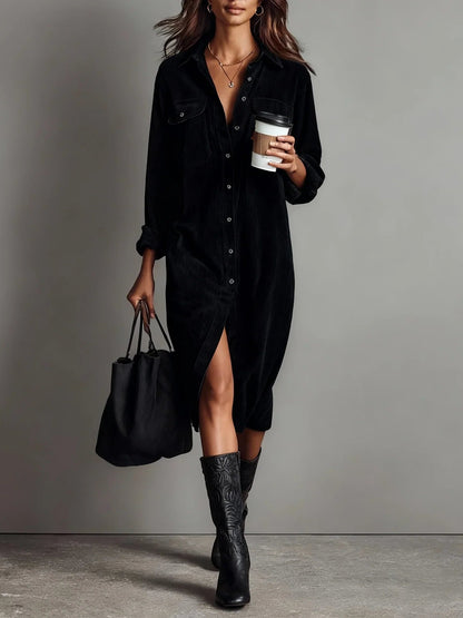 Women's Midi Dress | Button-Up Shirt Dress & Relaxed Corduroy Fit