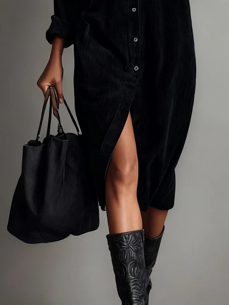 Women's Midi Dress | Button-Up Shirt Dress & Relaxed Corduroy Fit