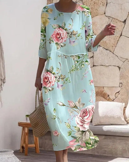 Women's Midi Dress | Floral A-Line Silhouette