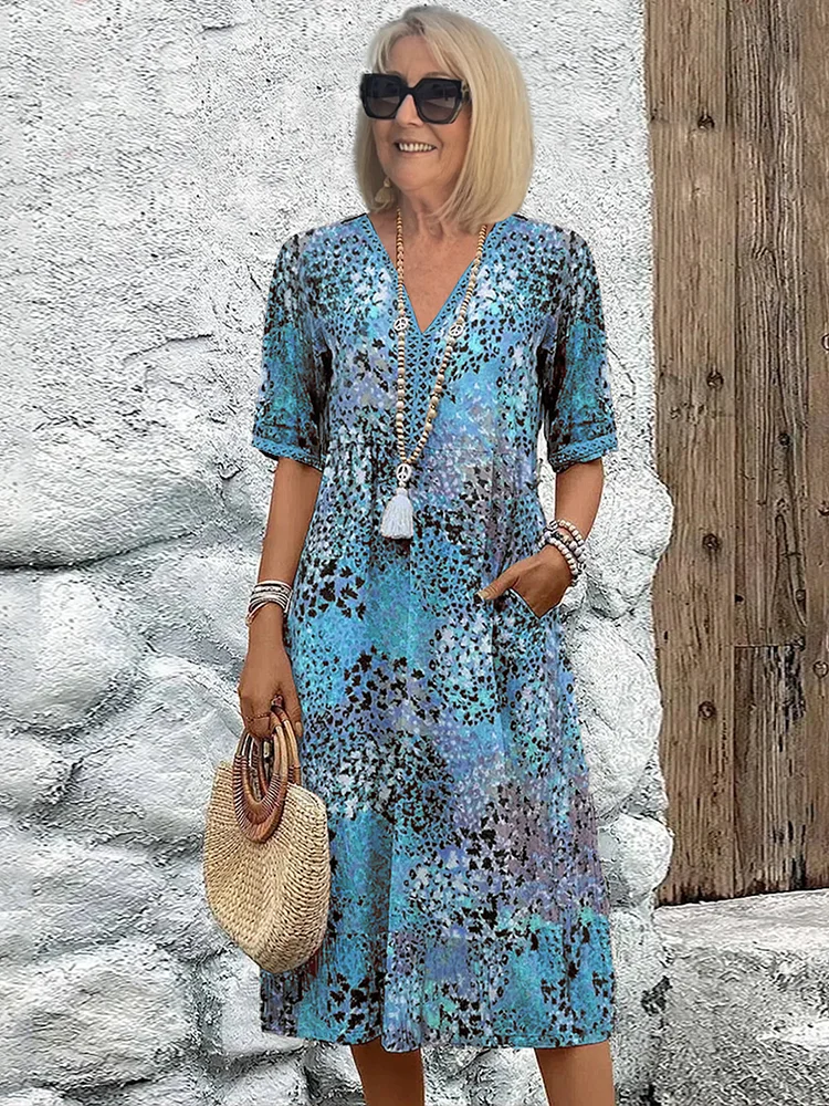 Women's Midi Dress | Flowing Silhouette & Vibrant Print