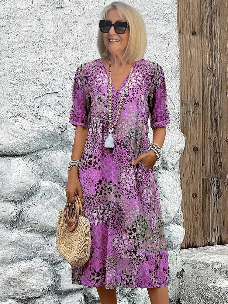 Women's Midi Dress | Flowing Silhouette & Vibrant Print