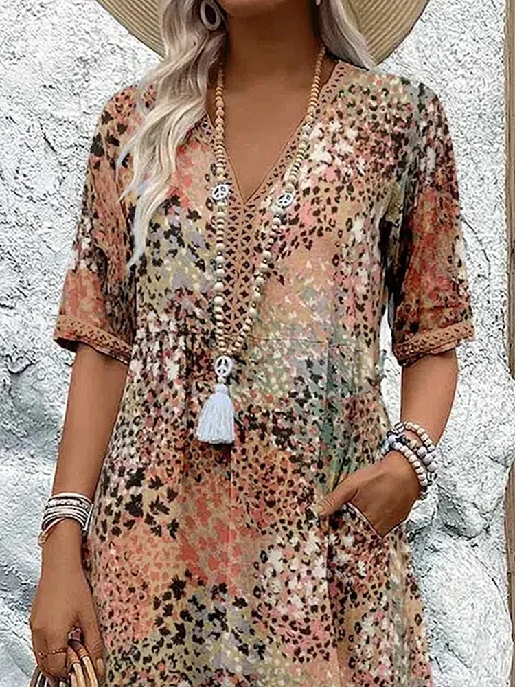Women's Midi Dress | Flowing Silhouette & Vibrant Print