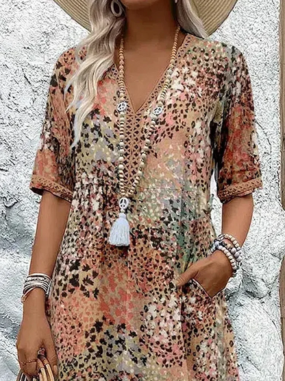 Women's Midi Dress | Flowing Silhouette & Vibrant Print