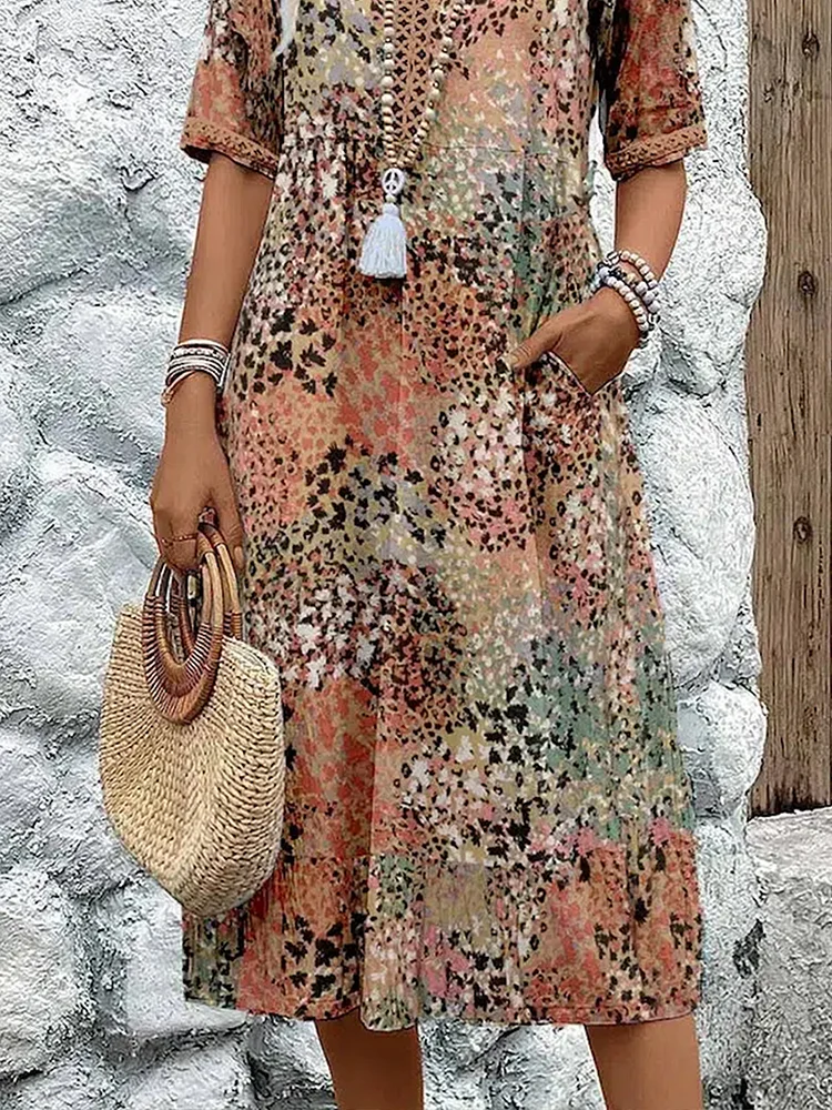 Women's Midi Dress | Flowing Silhouette & Vibrant Print