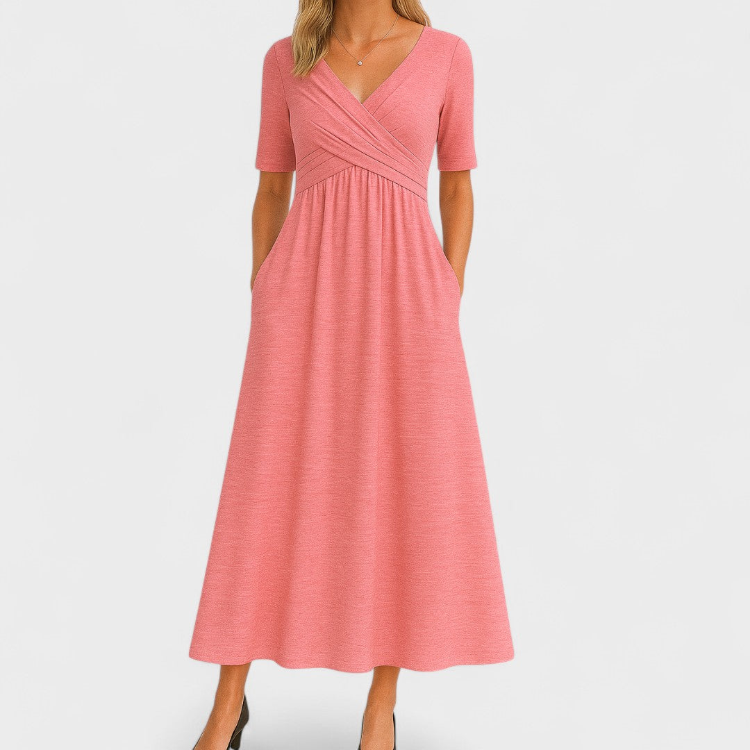 Women's Midi Dress | Surplice V-Neckline & Flattering Wrap Bodice