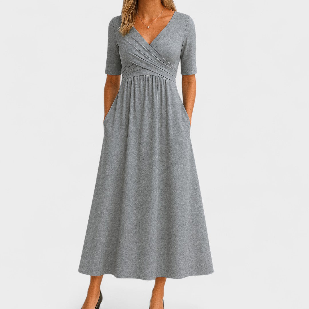Women's Midi Dress | Surplice V-Neckline & Flattering Wrap Bodice