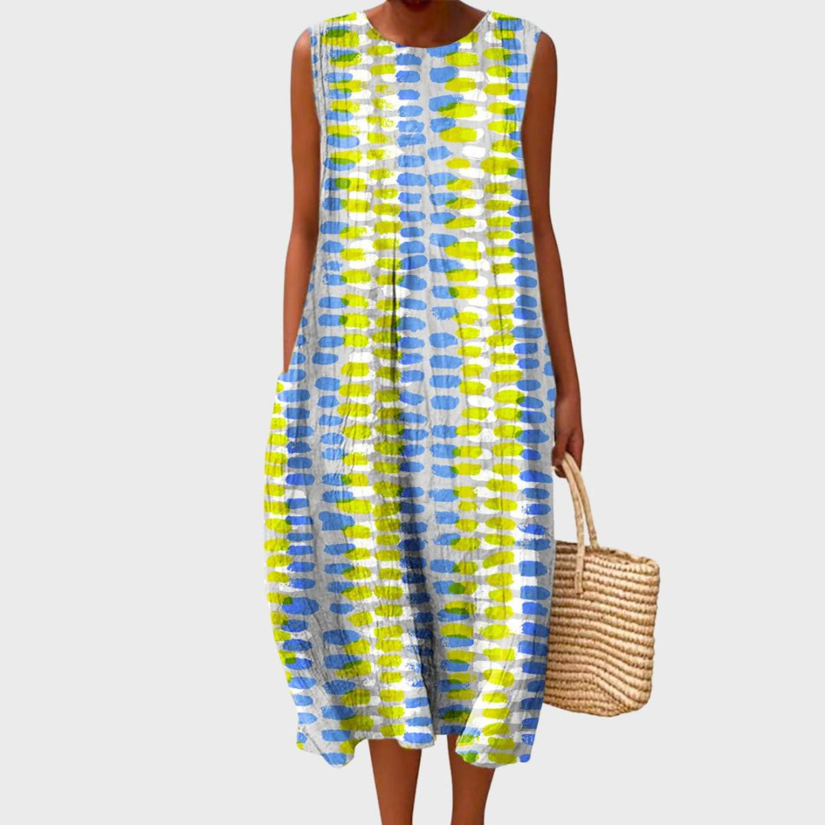 Women's Midi Dress | Tiered Plaid Design & Sleeveless Summer Comfort