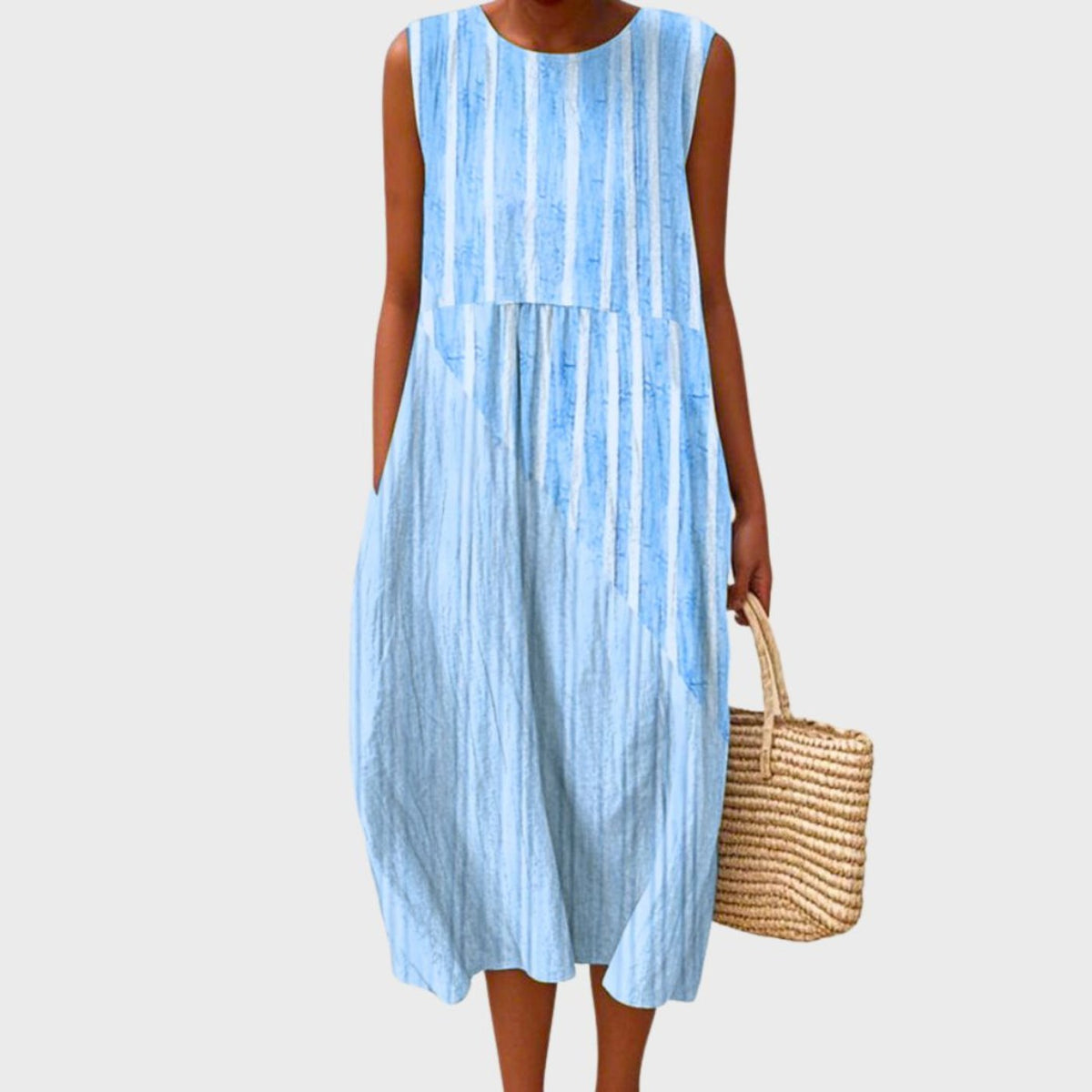 Women's Midi Dress | Tiered Plaid Print & Sleeveless Relaxed Fit