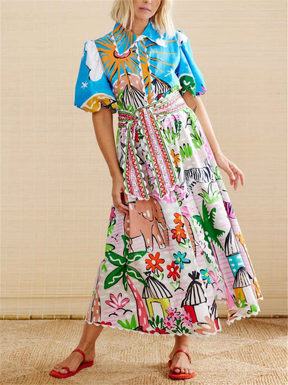 Women's Midi Dress | Tropical Print Design