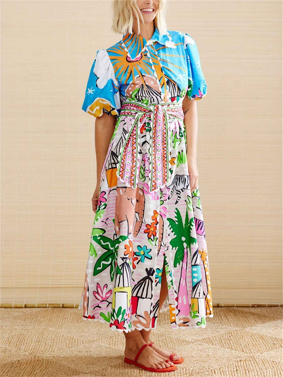 Women's Midi Dress | Tropical Print Design