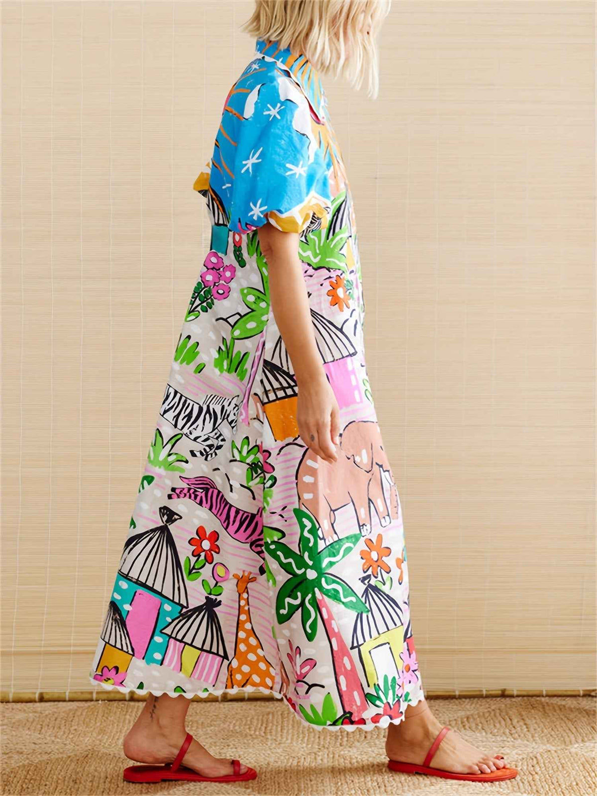 Women's Midi Dress | Tropical Print Design