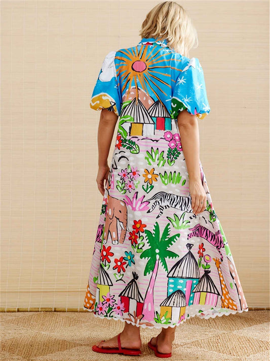 Women's Midi Dress | Tropical Print Design