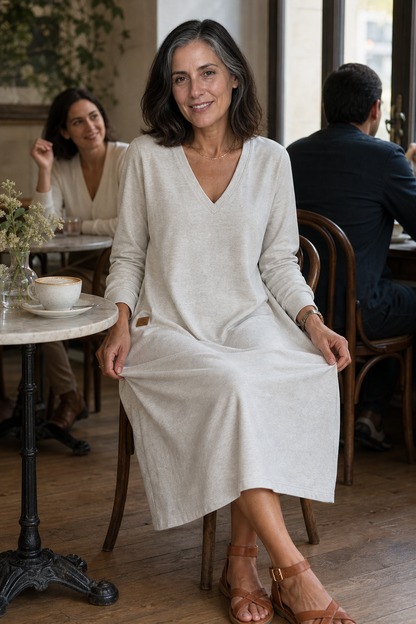 Women's Midi Dress | V-Neck & A-Line Fit