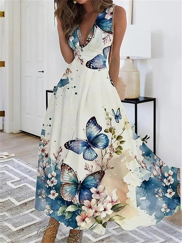 Women's Midi Dress | V-Neck A-Line Silhouette