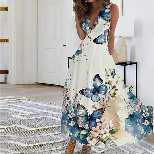 Women's Midi Dress | V-Neck A-Line Silhouette