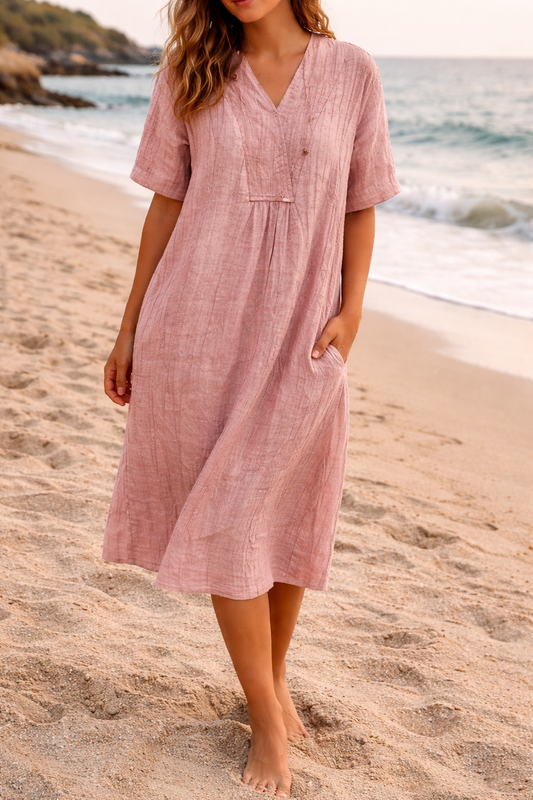 Women's Midi Dress | V-Neck Loose Fit