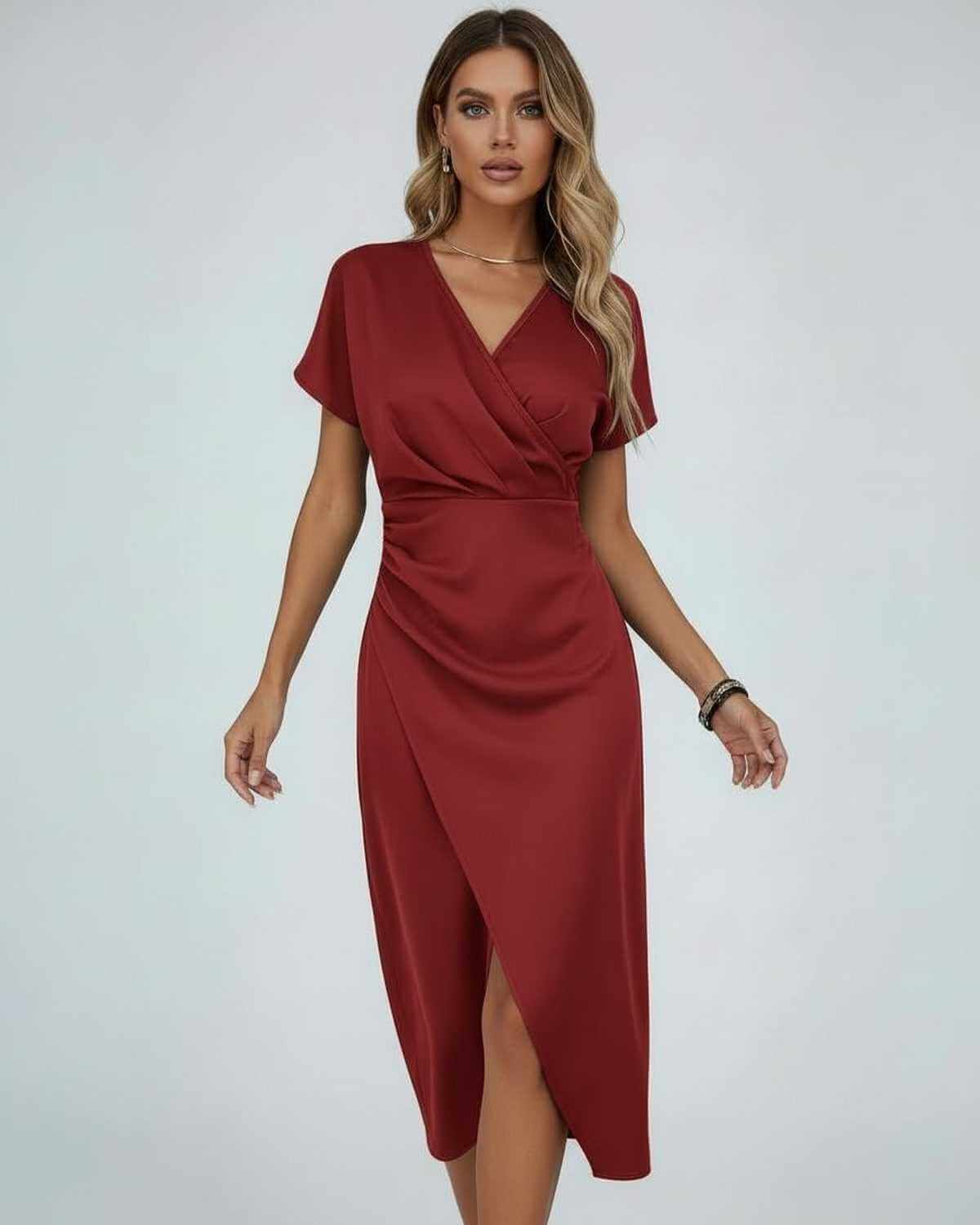 Women's Midi Dress | Wrap Waist & Split Hem