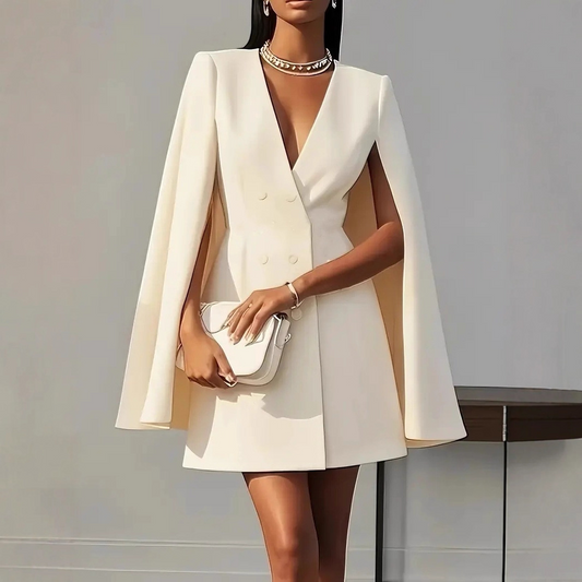 Women's Mini Dress | Cape Blazer & Double-Breasted Elegant Workwear