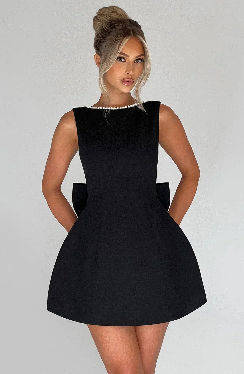 Women's Mini Dress | Sculptural Back Bow