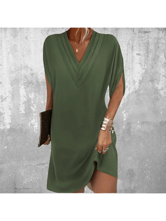 Women's Mini Dress | V-Neck Batwing Sleeve & Flattering Relaxed Fit