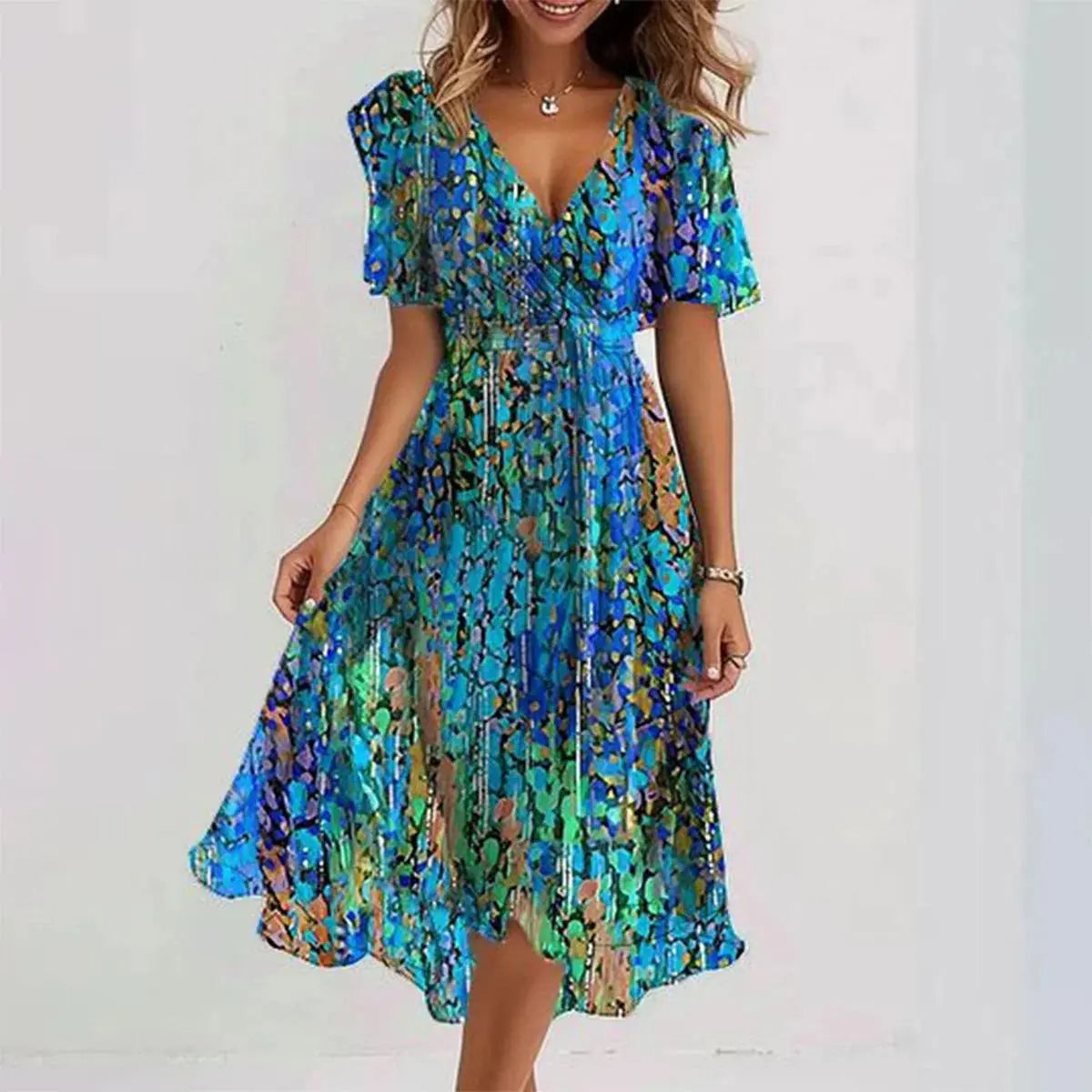 Women's Mini Dress | Wrap V-Neck & A-Line