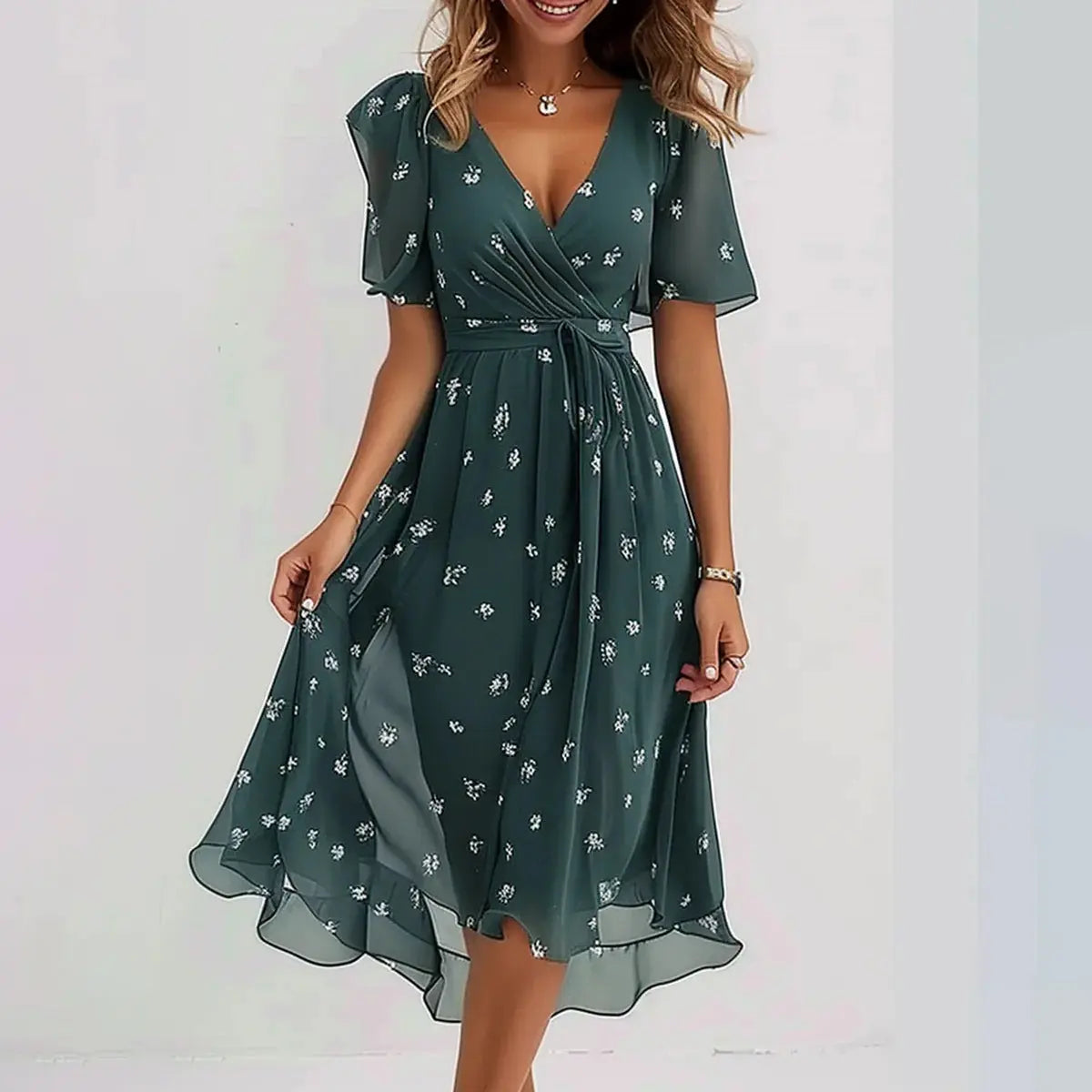 Women's Mini Dress | Wrap V-Neck & A-Line