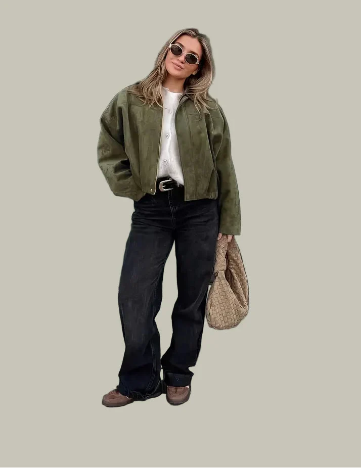 Women’s Oversized Faux Suede Jacket for Chic Style