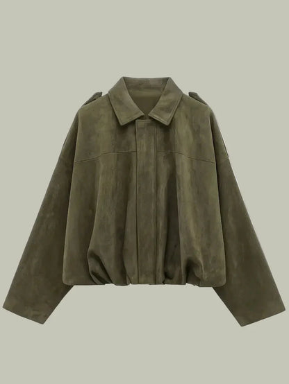Women’s Oversized Faux Suede Jacket for Chic Style