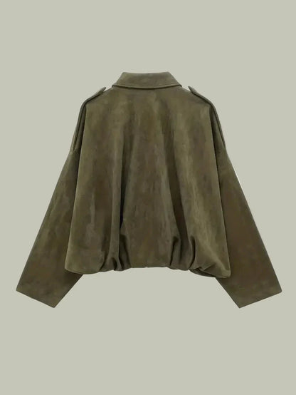Women’s Oversized Faux Suede Jacket for Chic Style
