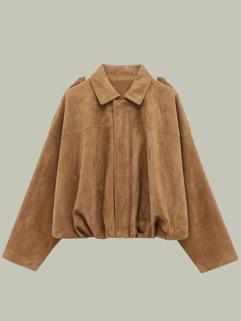 Women’s Oversized Faux Suede Jacket for Chic Style