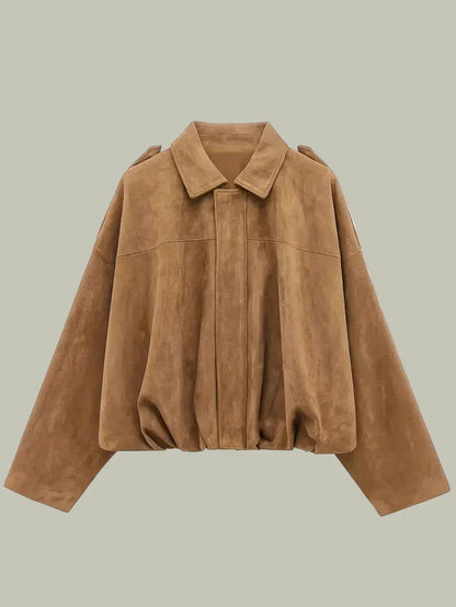 Women’s Oversized Faux Suede Jacket for Chic Style